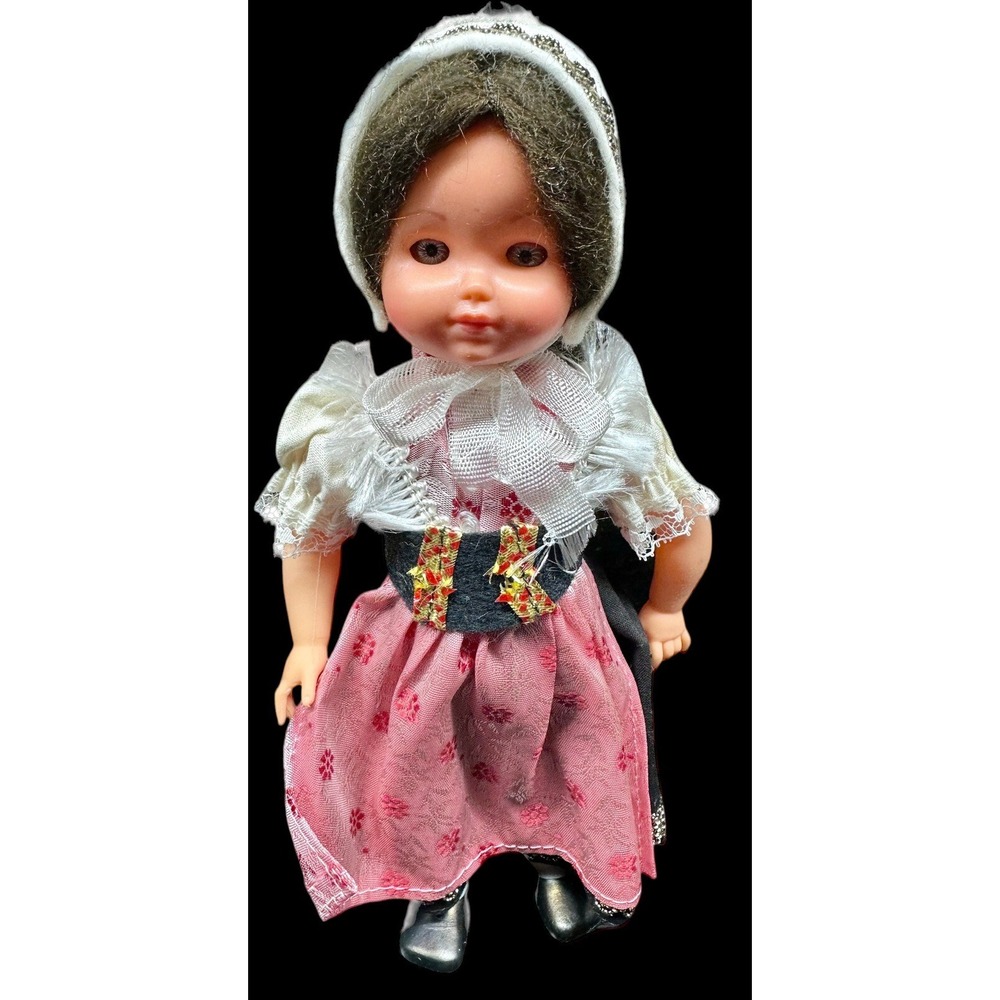 Lot Of 3 Vintage Dutch 7" Doll Plastic - Authentic Costume -‎ Blink eyes - Shoe - Picture 5 of 9
